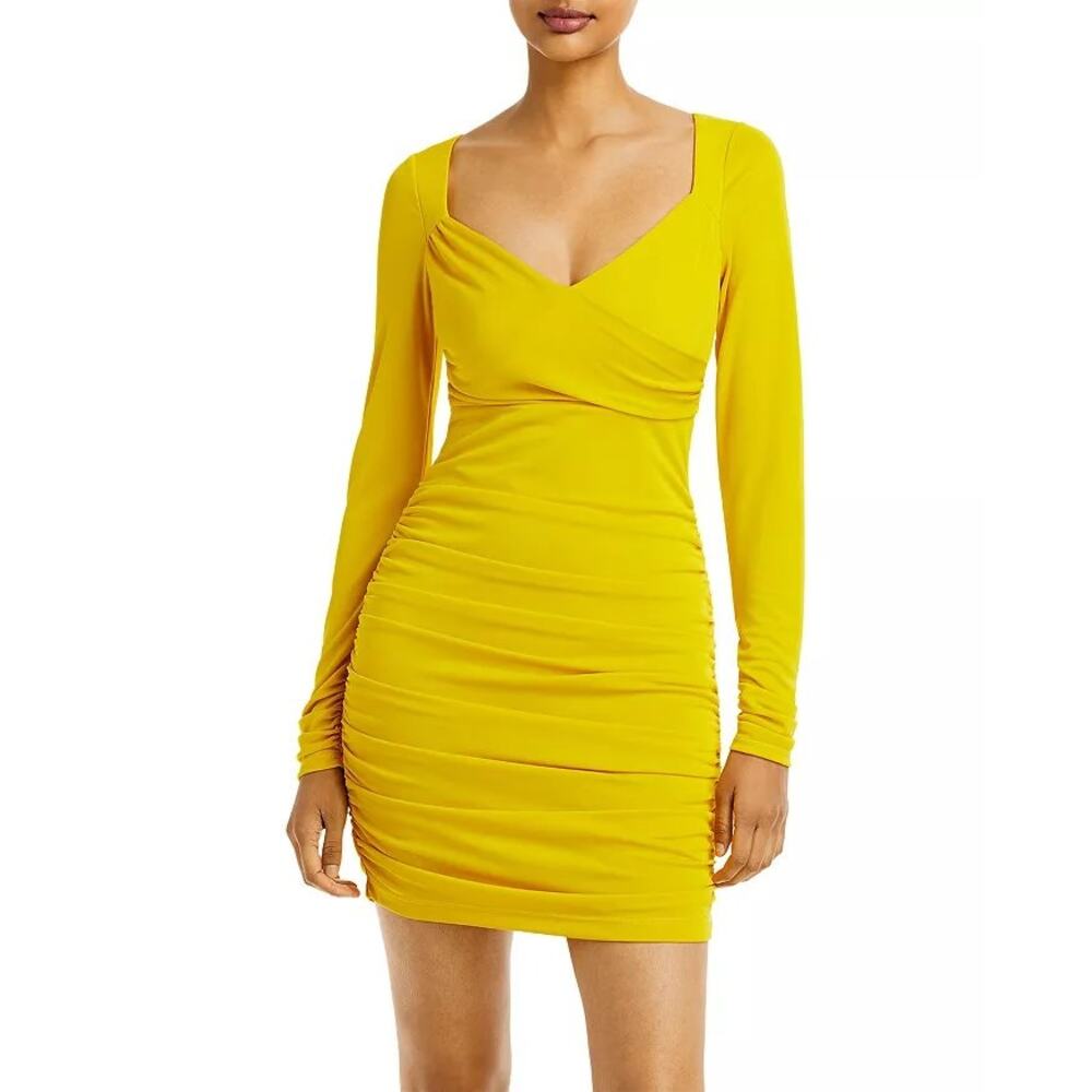 Cinq a Sept Miah Dress in Pineapple Bright Yellow Long Sleeve - Picture 10 of 10